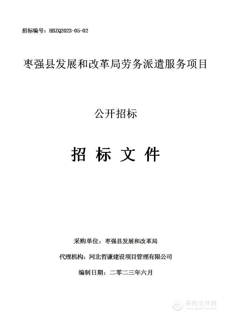 枣强县发展和改革局劳务派遣服务项目