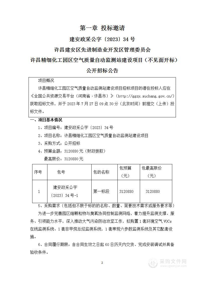 许昌精细化工园区空气质量自动监测站建设项目