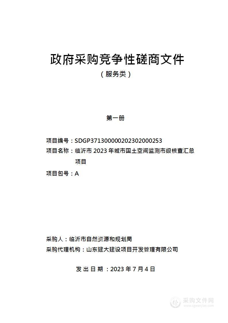 临沂市2023年城市国土空间监测市级核查汇总项目