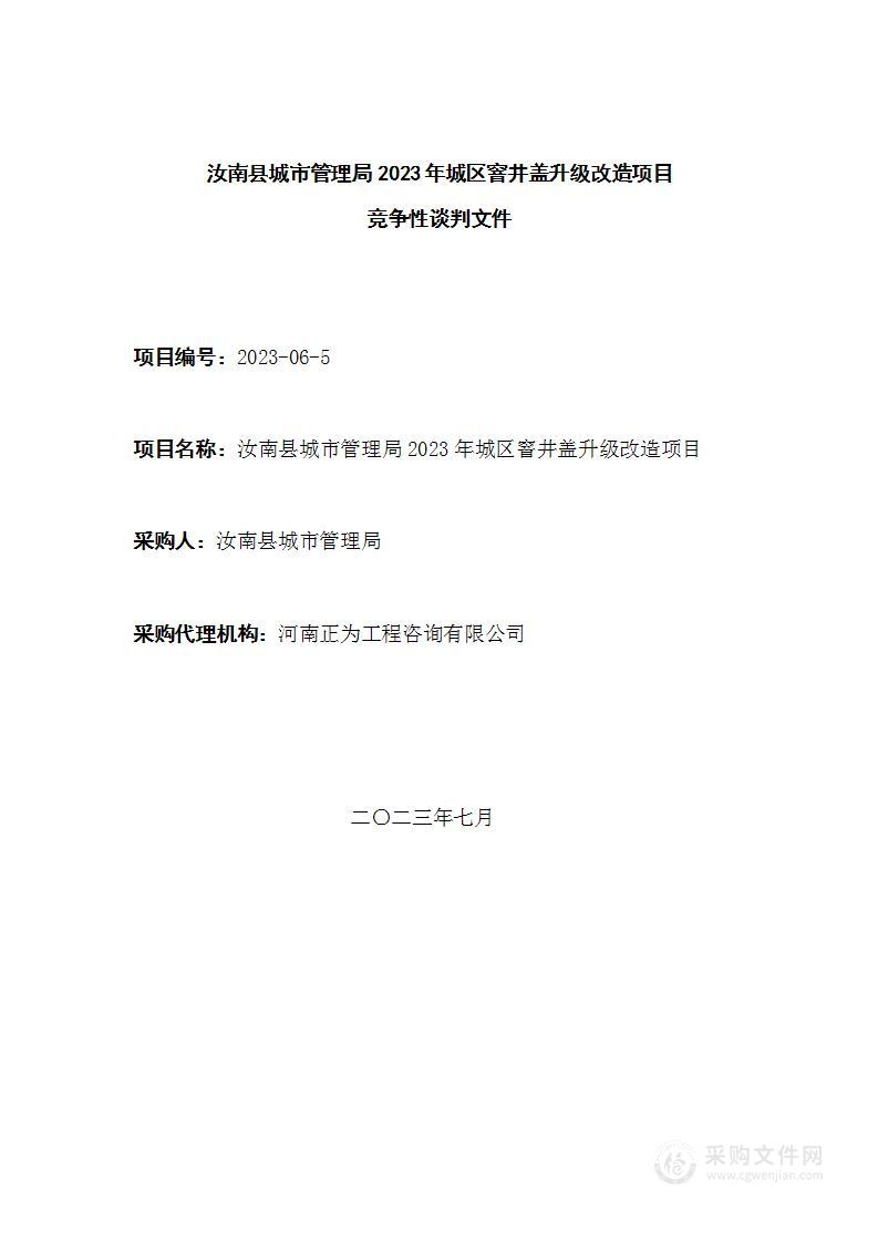 汝南县城市管理局2023年城区窨井盖升级改造项目