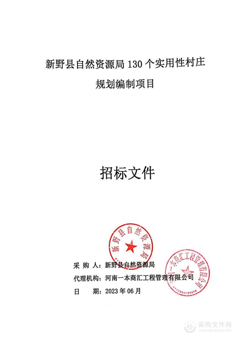 新野县自然资源局130个实用性村庄规划编制项目