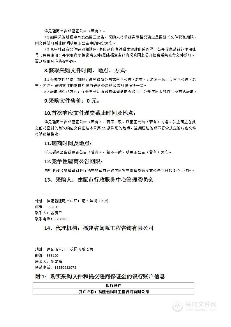 建瓯市行政服务中心管委会及窗口工作人员统一着装采购项目