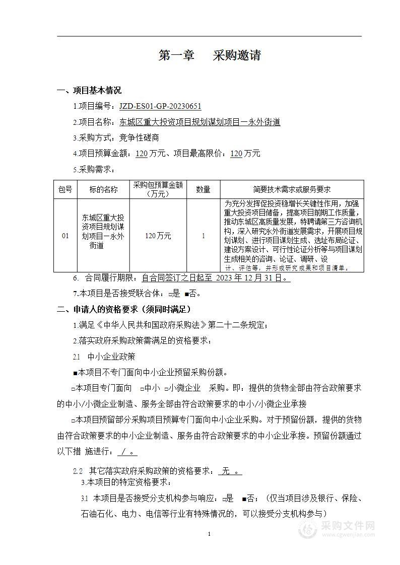 东城区重大投资项目规划谋划项目—永外街道