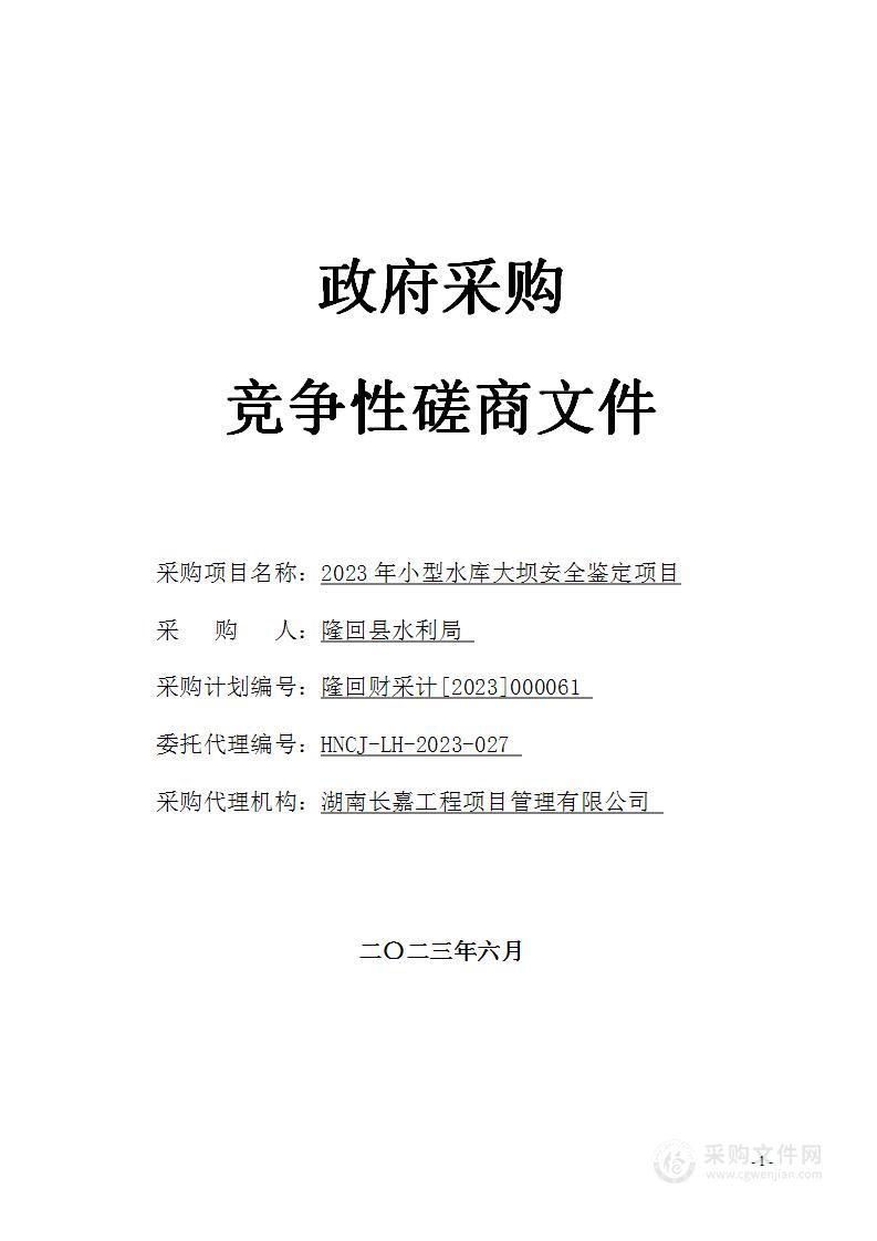 2023年小型水库大坝安全鉴定项目