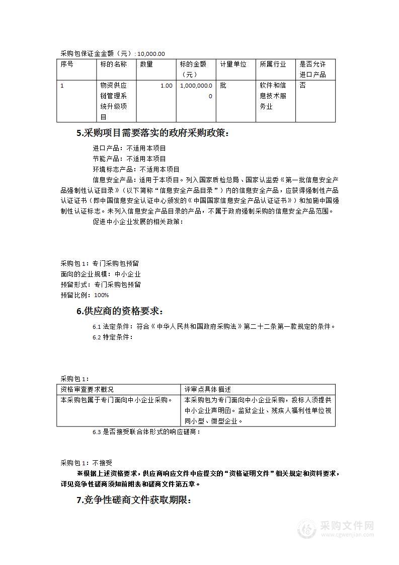 物资供应链管理系统升级项目