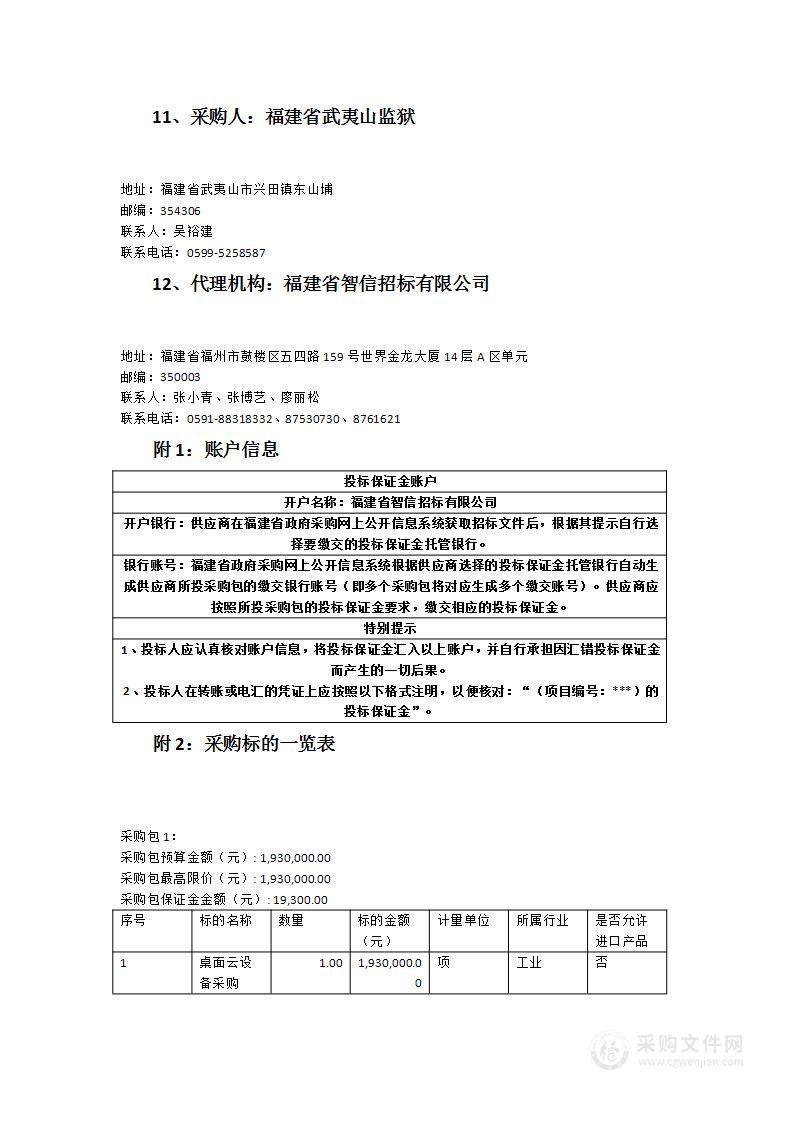 福建省武夷山监狱桌面云设备采购项目