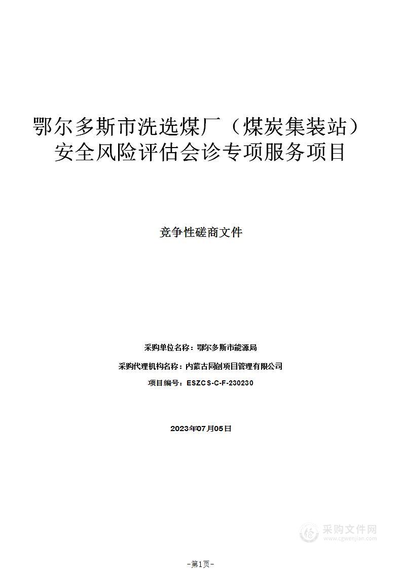 鄂尔多斯市洗选煤厂（煤炭集装站）安全风险评估会诊专项服务项目