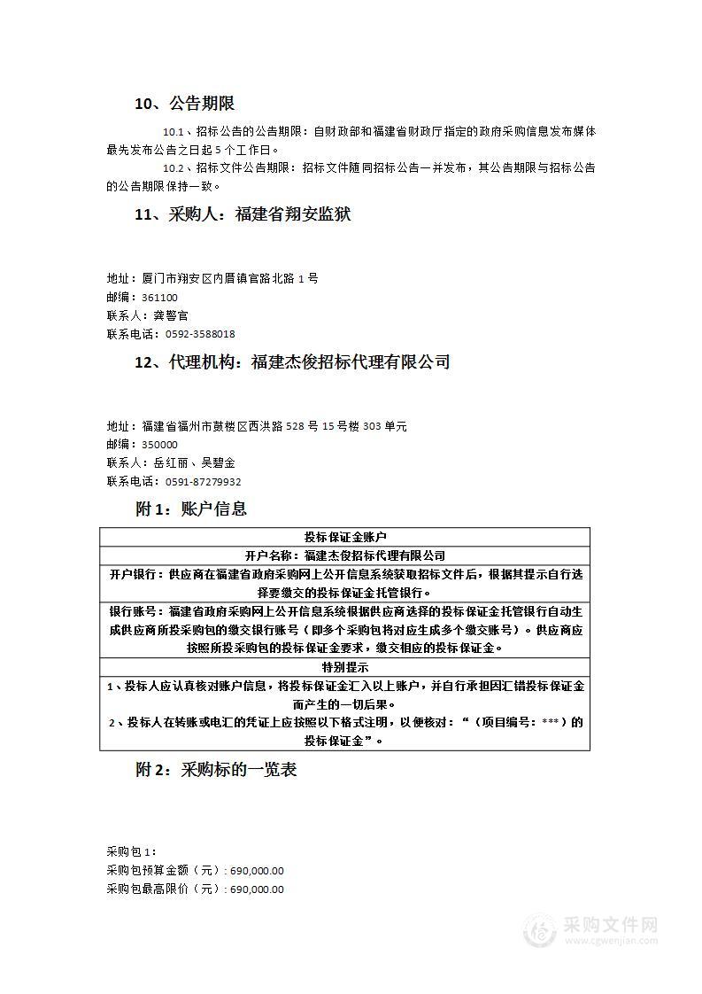 福建省翔安监狱监区中央空调采购项目