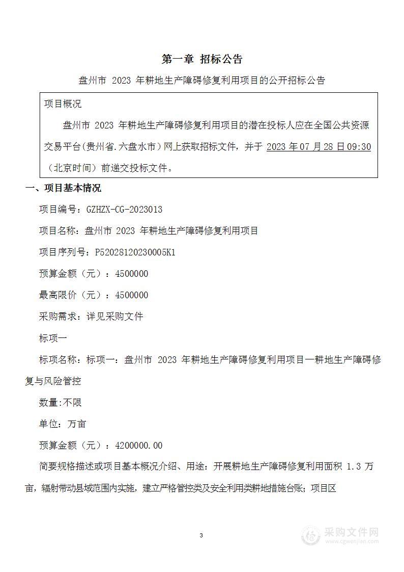 盘州市2023年耕地生产障碍修复利用项目