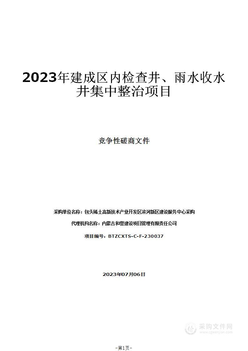 2023年建成区内检查井、雨水收水井集中整治项目