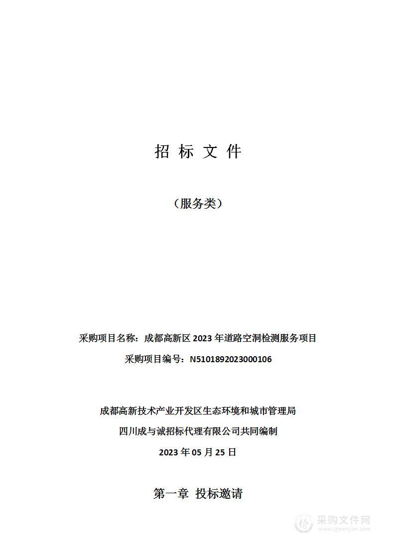 成都高新区2023年道路空洞检测服务项目