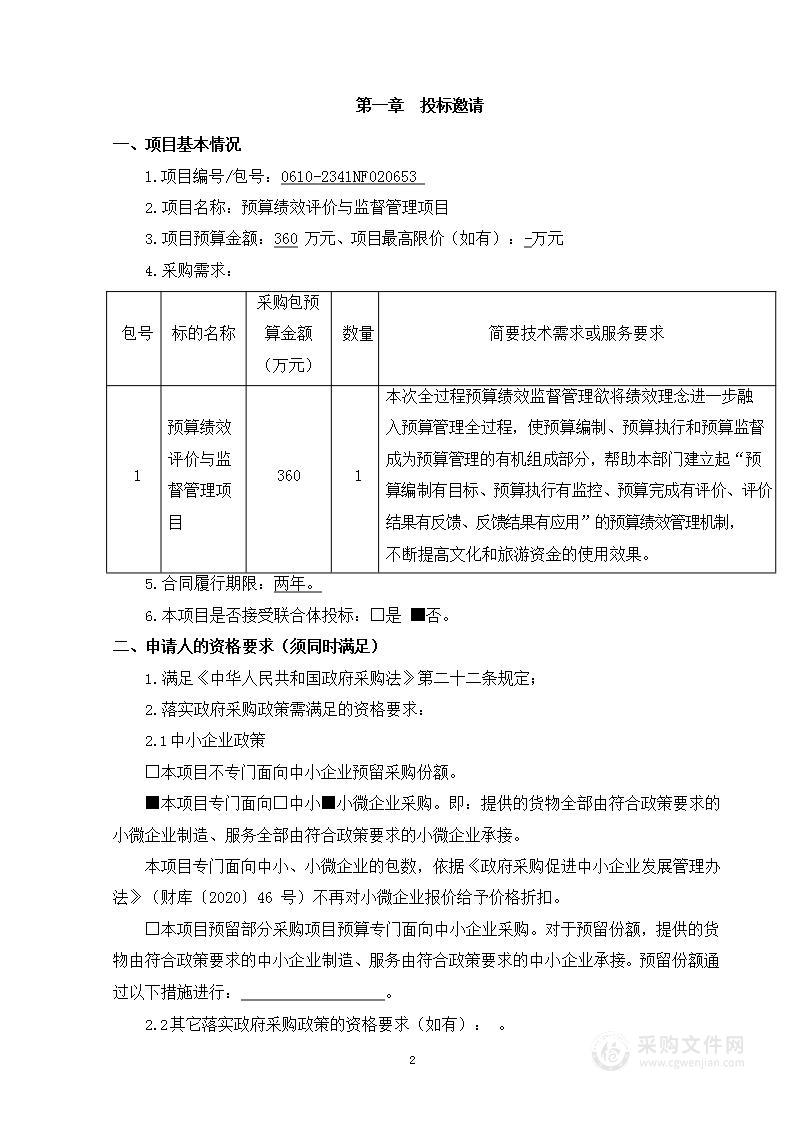 预算绩效评价与监督管理项目