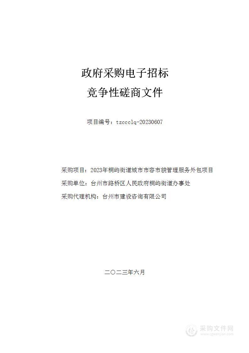 2023年桐屿街道城市市容市貌管理服务外包项目