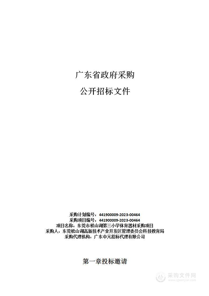 东莞市松山湖第三小学体育器材采购项目