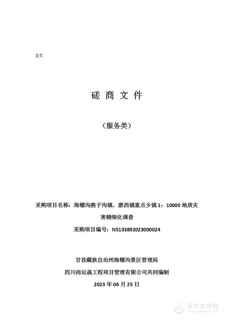 海螺沟燕子沟镇、磨西镇重点乡镇1：10000地质灾害精细化调查