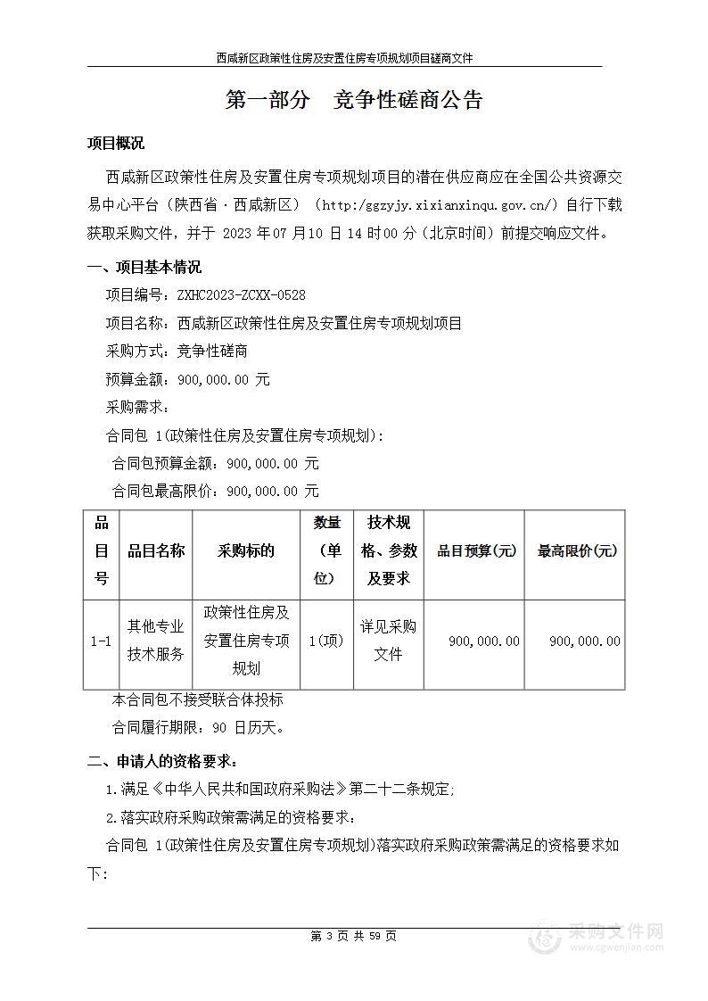 西咸新区政策性住房及安置住房专项规划项目