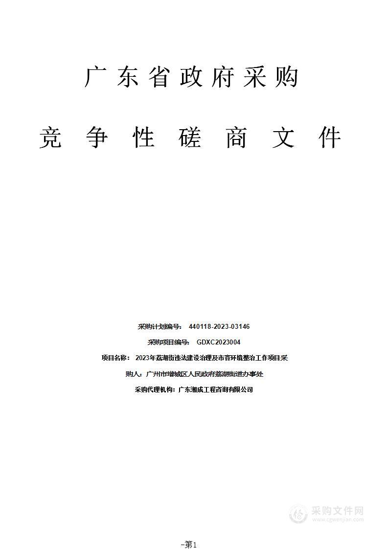 2023年荔湖街违法建设治理及市容环境整治工作项目