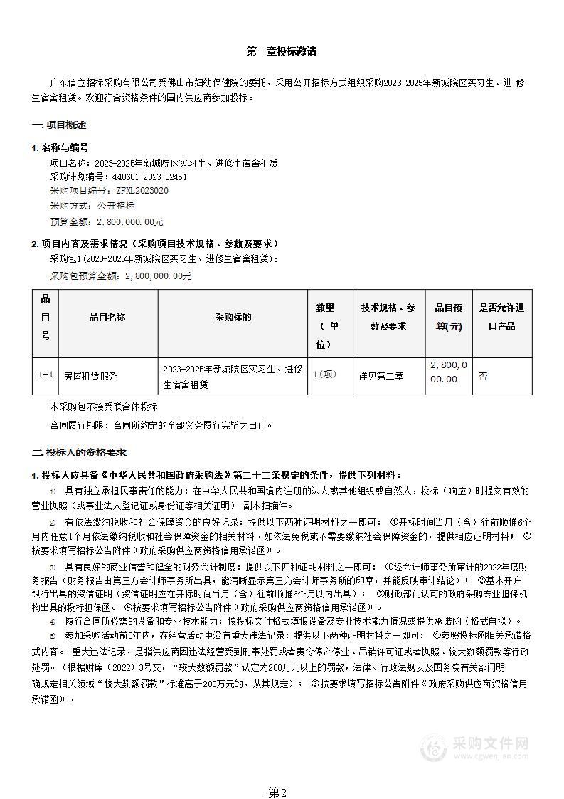 2023-2025年新城院区实习生、进修生宿舍租赁