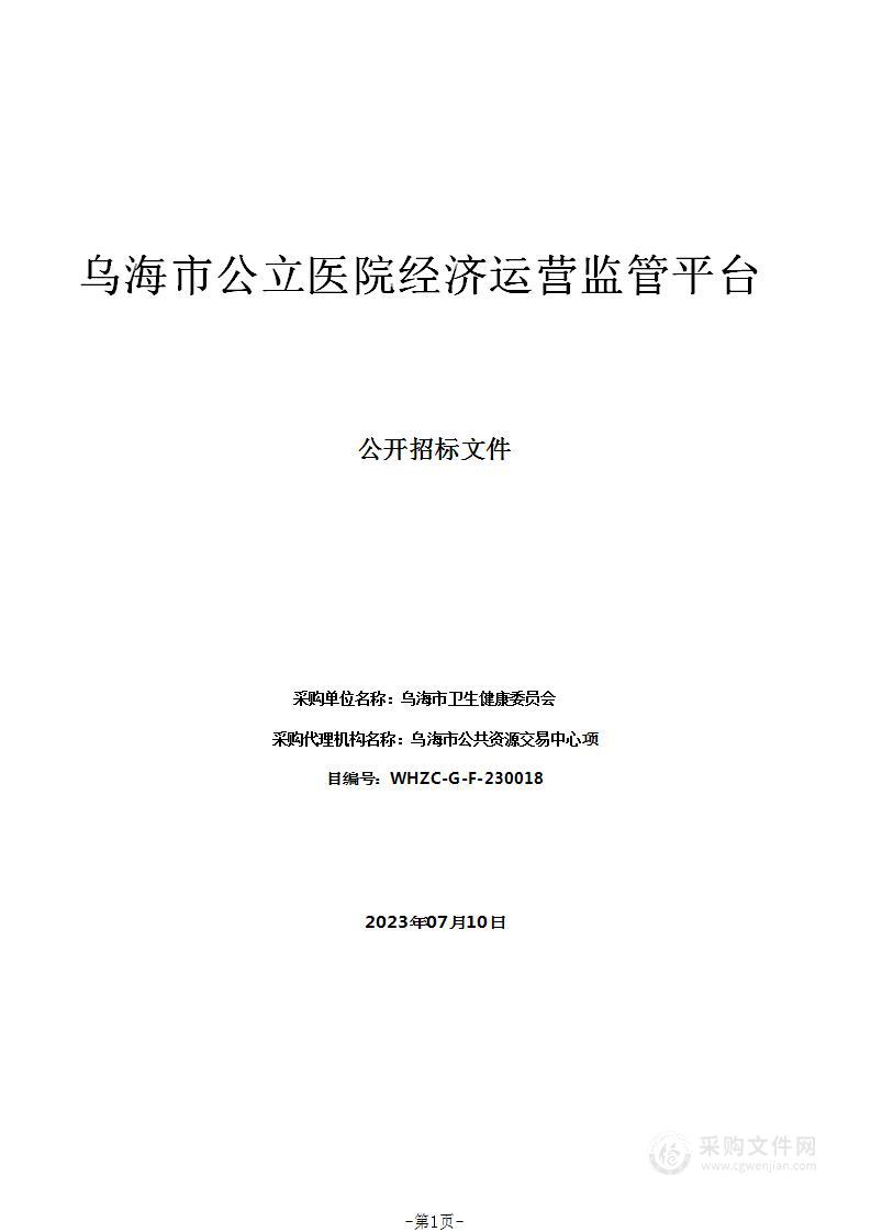 乌海市公立医院经济运营监管平台