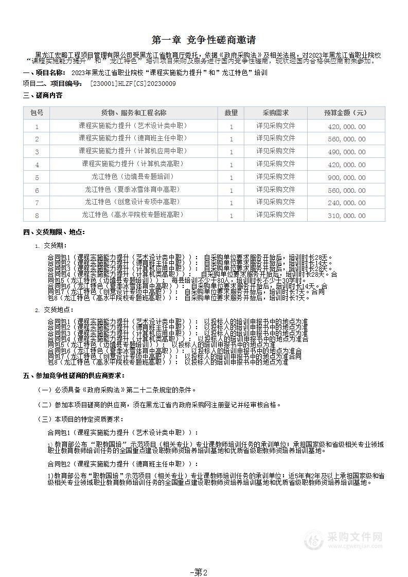 2023年黑龙江省职业院校“课程实施能力提升”和”龙江特色”培训项目