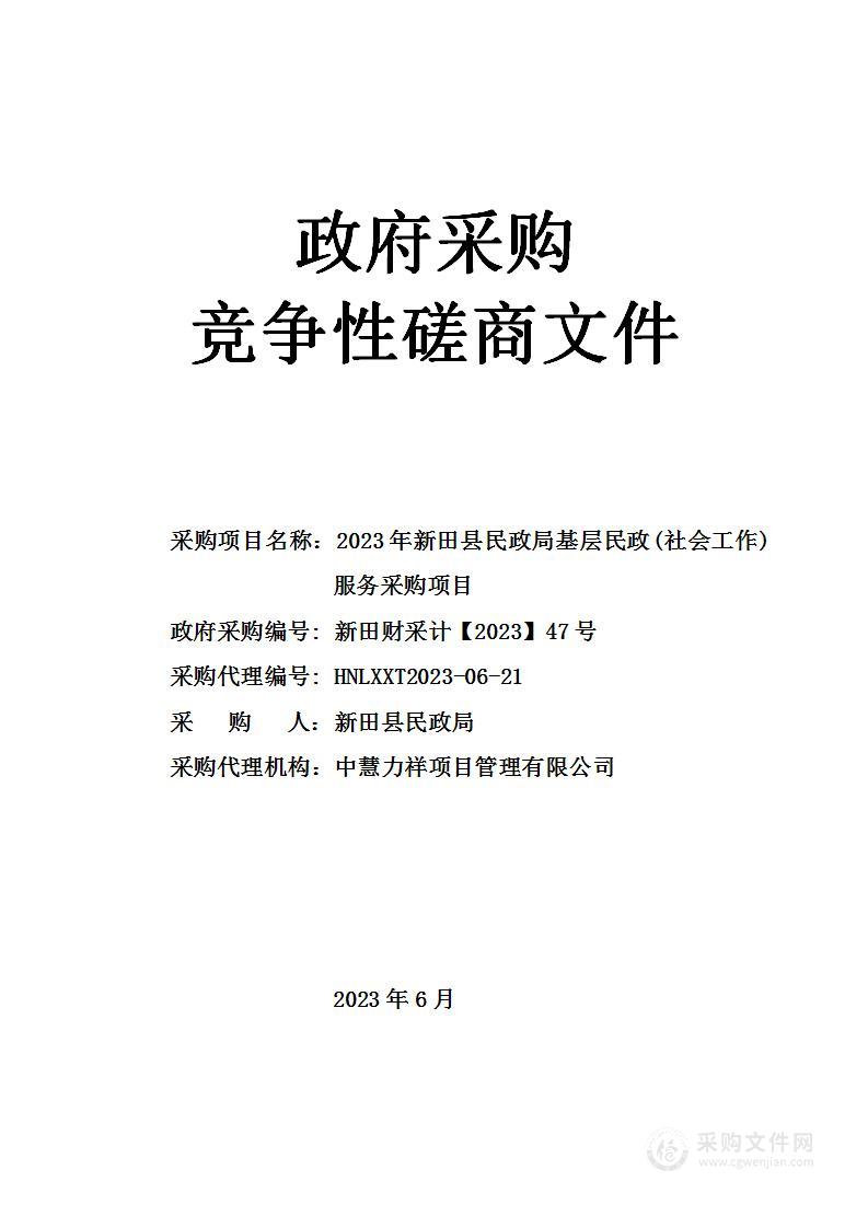 2023年新田县民政局基层民政(社会工作)服务采购项目