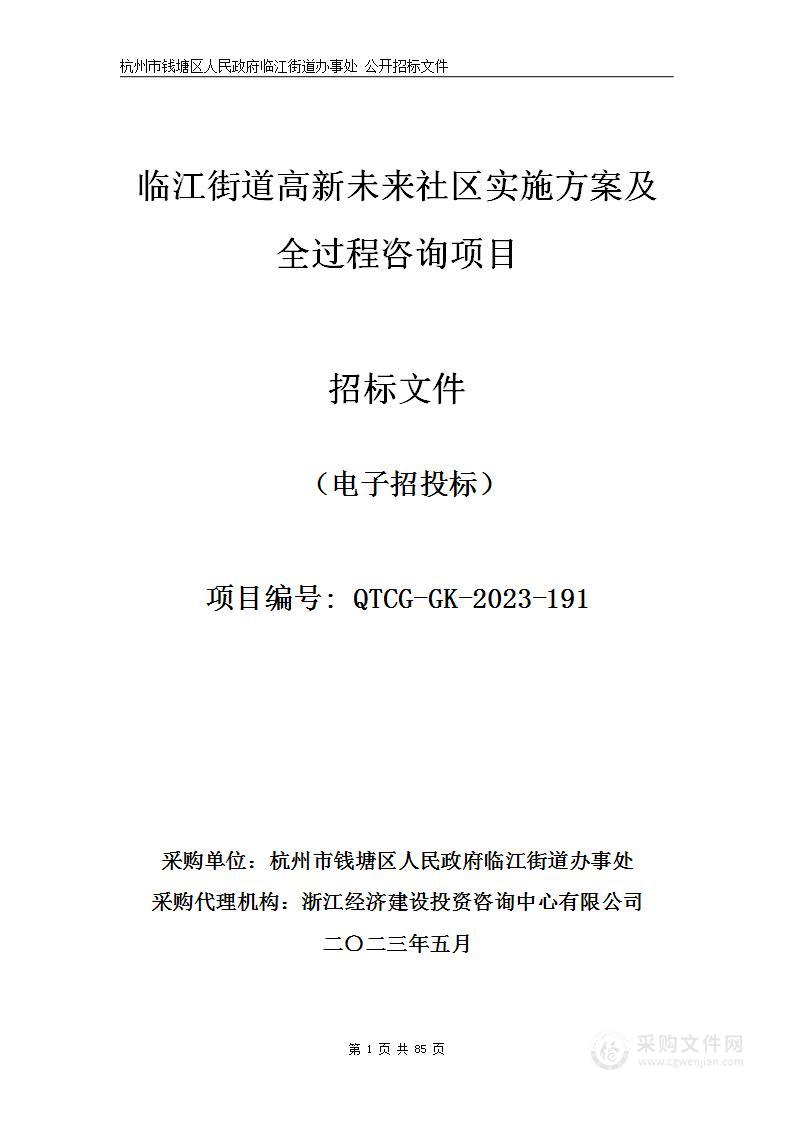 临江街道高新未来社区实施方案及全过程咨询项目