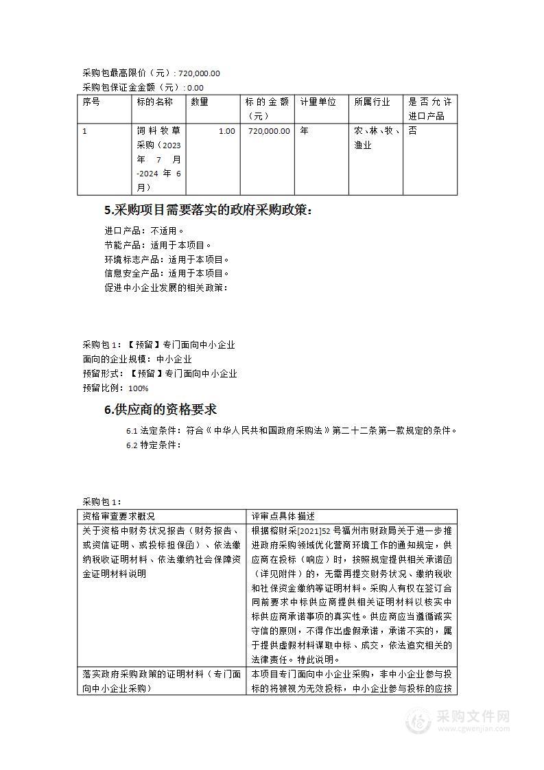 福州市动物园管理处饲料牧草采购项目