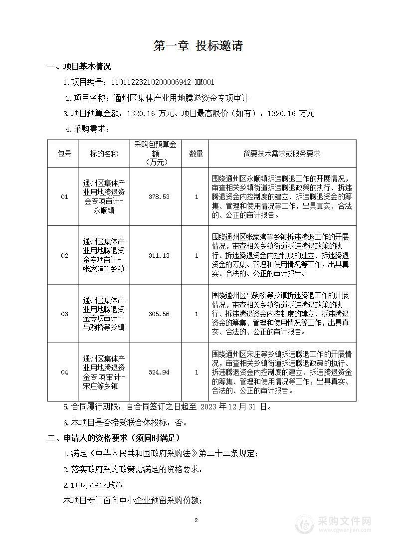 通州区集体产业用地腾退资金专项审计