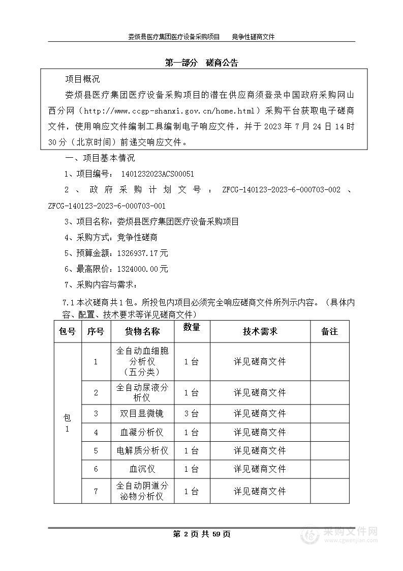 娄烦县医疗集团医疗设备采购项目