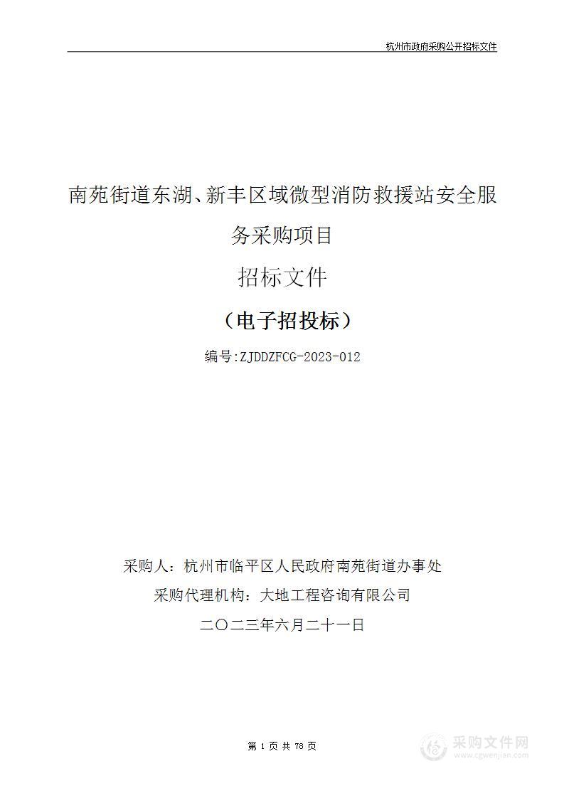 南苑街道东湖、新丰区域微型消防救援站安全服务采购项目