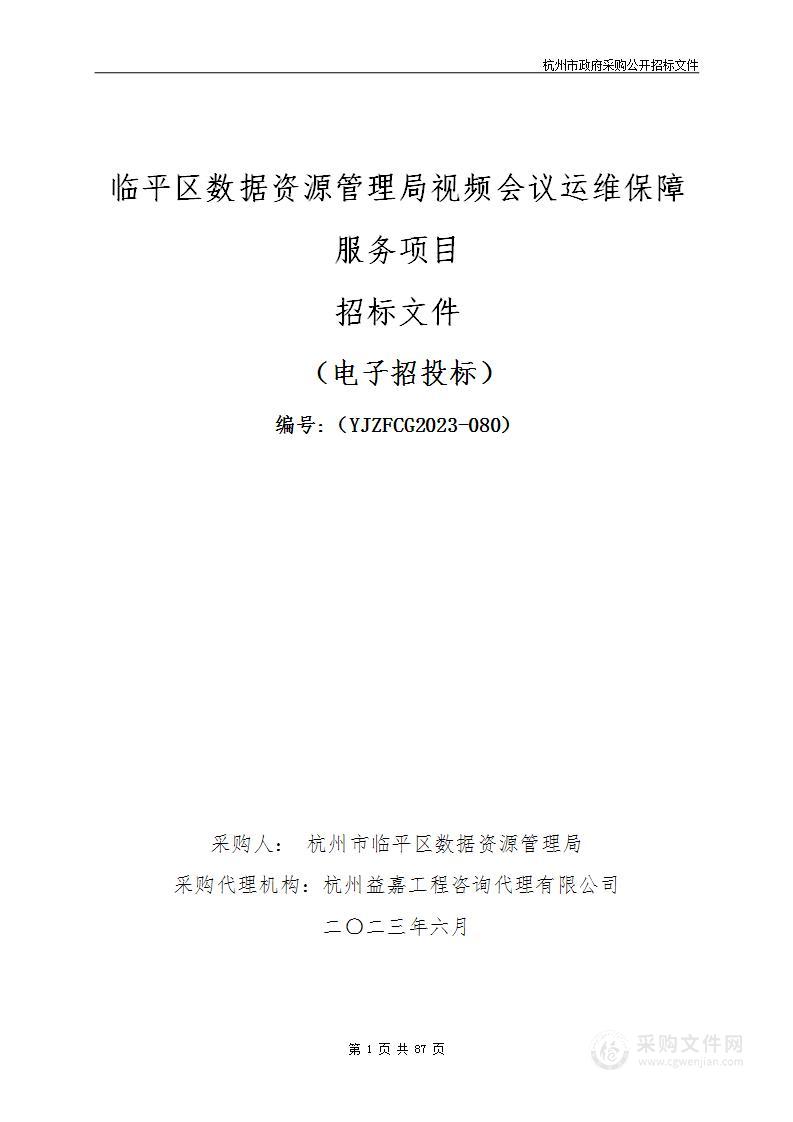 临平区数据资源管理局视频会议运维保障服务项目