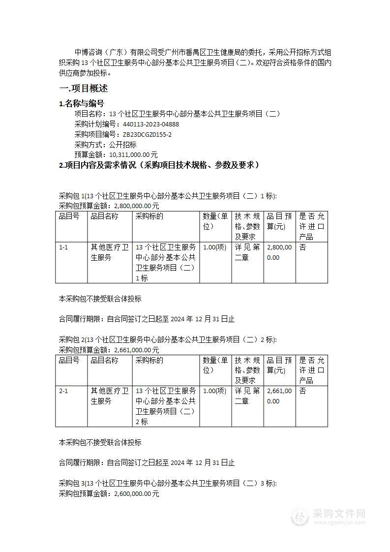 13个社区卫生服务中心部分基本公共卫生服务项目（二）