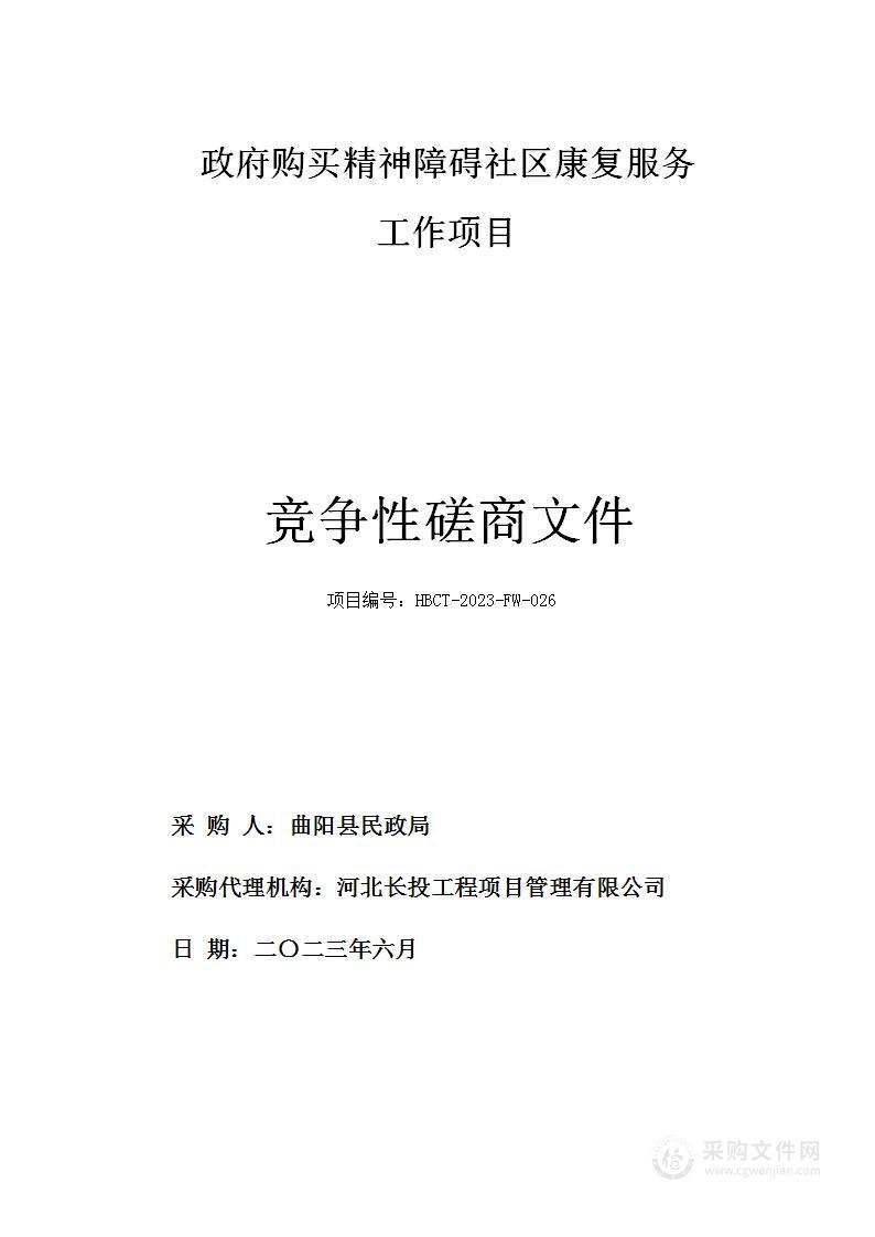 政府购买精神障碍社区康复服务工作项目