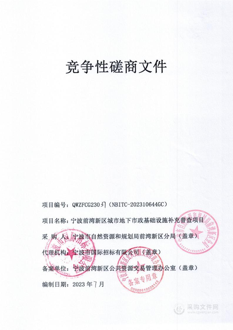 宁波前湾新区城市地下市政基础设施补充普查项目