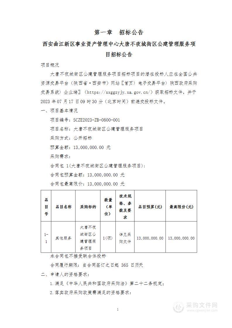 大唐不夜城街区公建管理服务项目