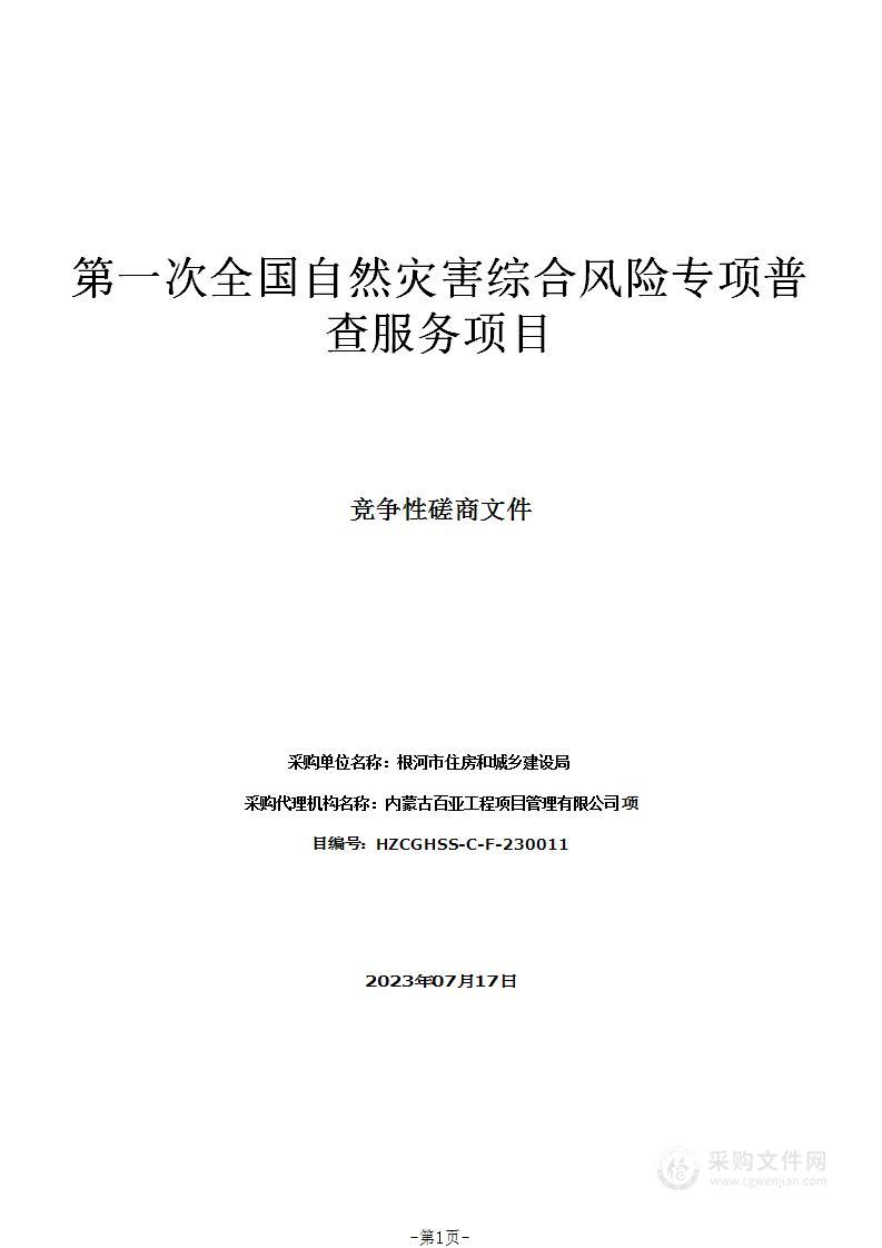 第一次全国自然灾害综合风险专项普查服务项目