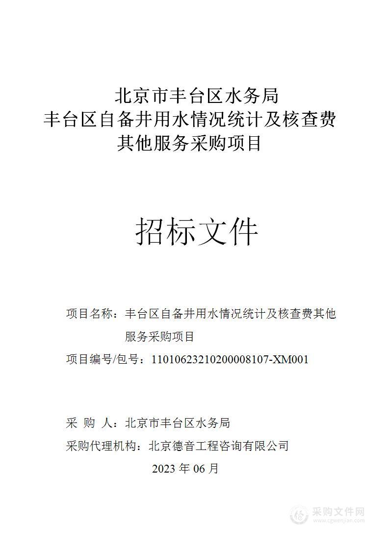 丰台区自备井用水情况统计及核查费其他服务采购项目