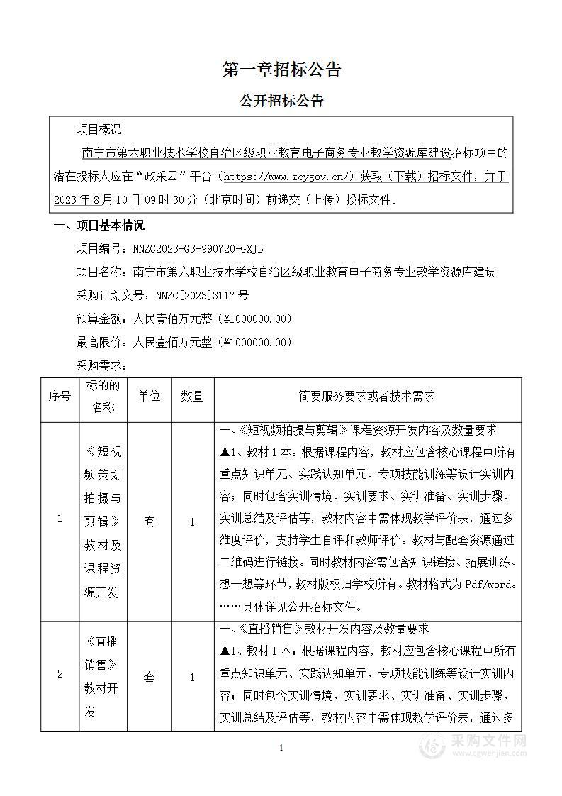 南宁市第六职业技术学校自治区级职业教育电子商务专业教学资源库建设