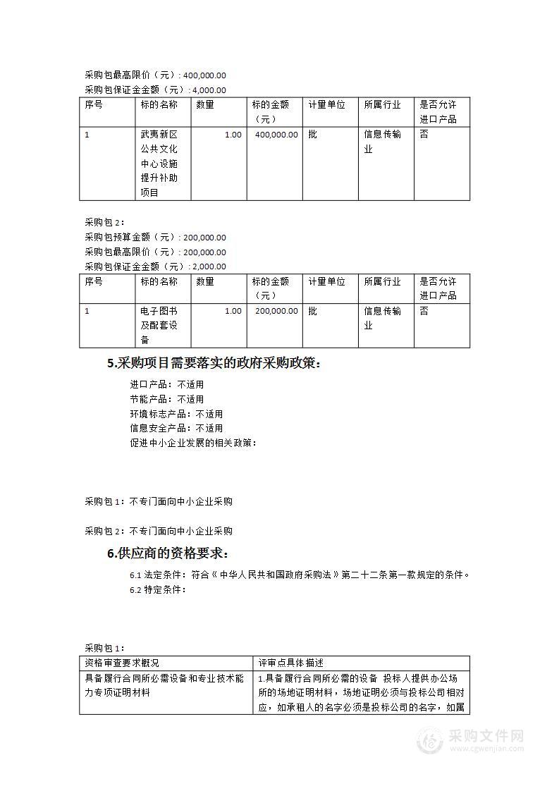 武夷新区公共文化中心设施提升补助项目