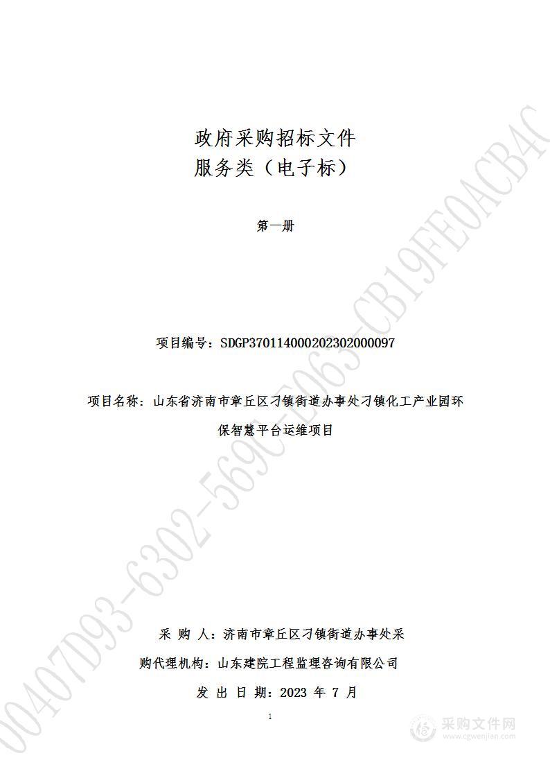 山东省济南市章丘区刁镇街道办事处刁镇化工产业园环保智慧平台运维项目