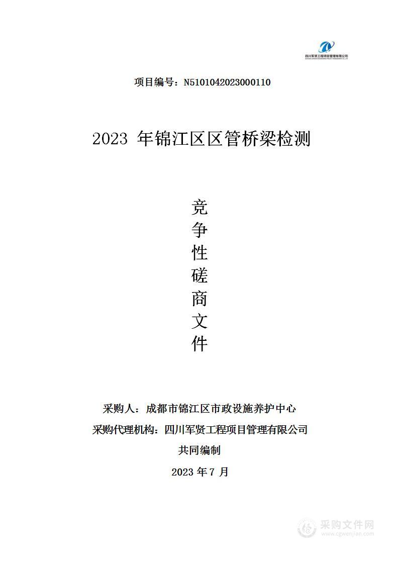 成都市锦江区市政设施养护中心2023年锦江区区管桥梁检测