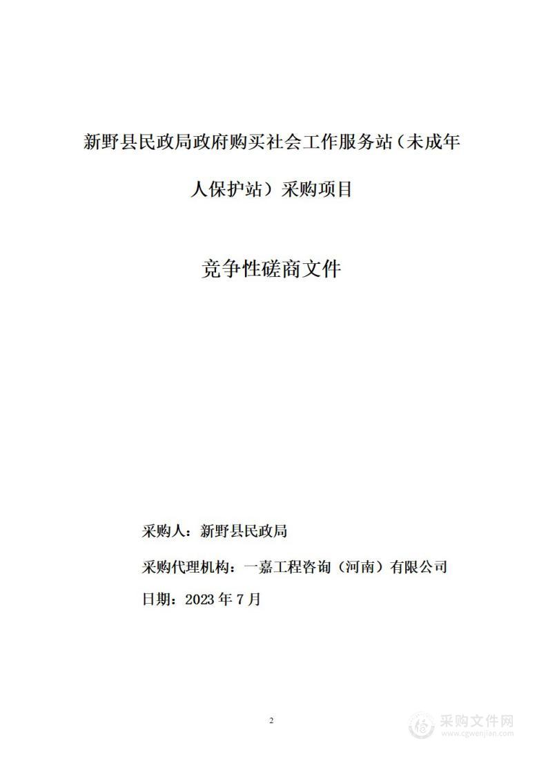 新野县民政局政府购买社会工作服务站（未成年人保护站）采购项目