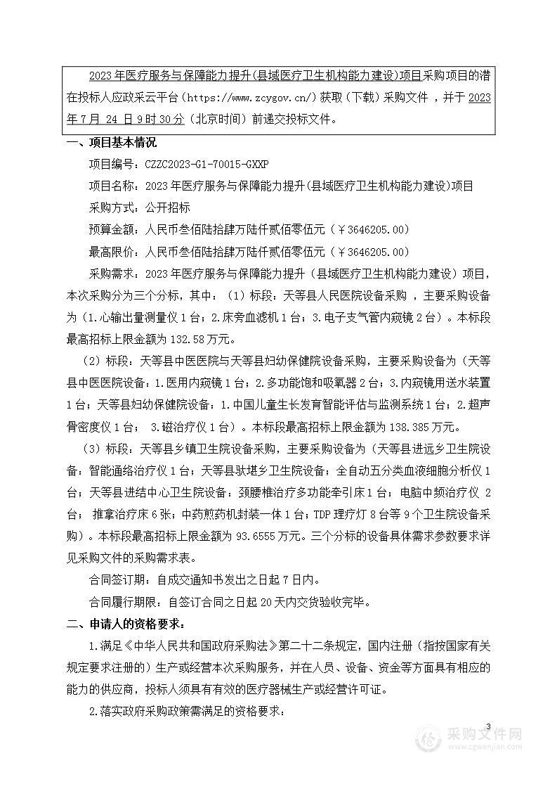 2023年医疗服务与保障能力提升(县域医疗卫生机构能力建设)项目