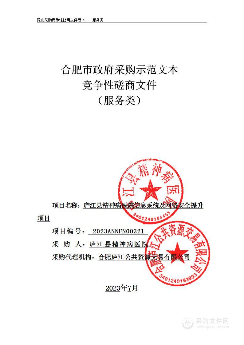 庐江县精神病医院信息系统及网络安全提升项目