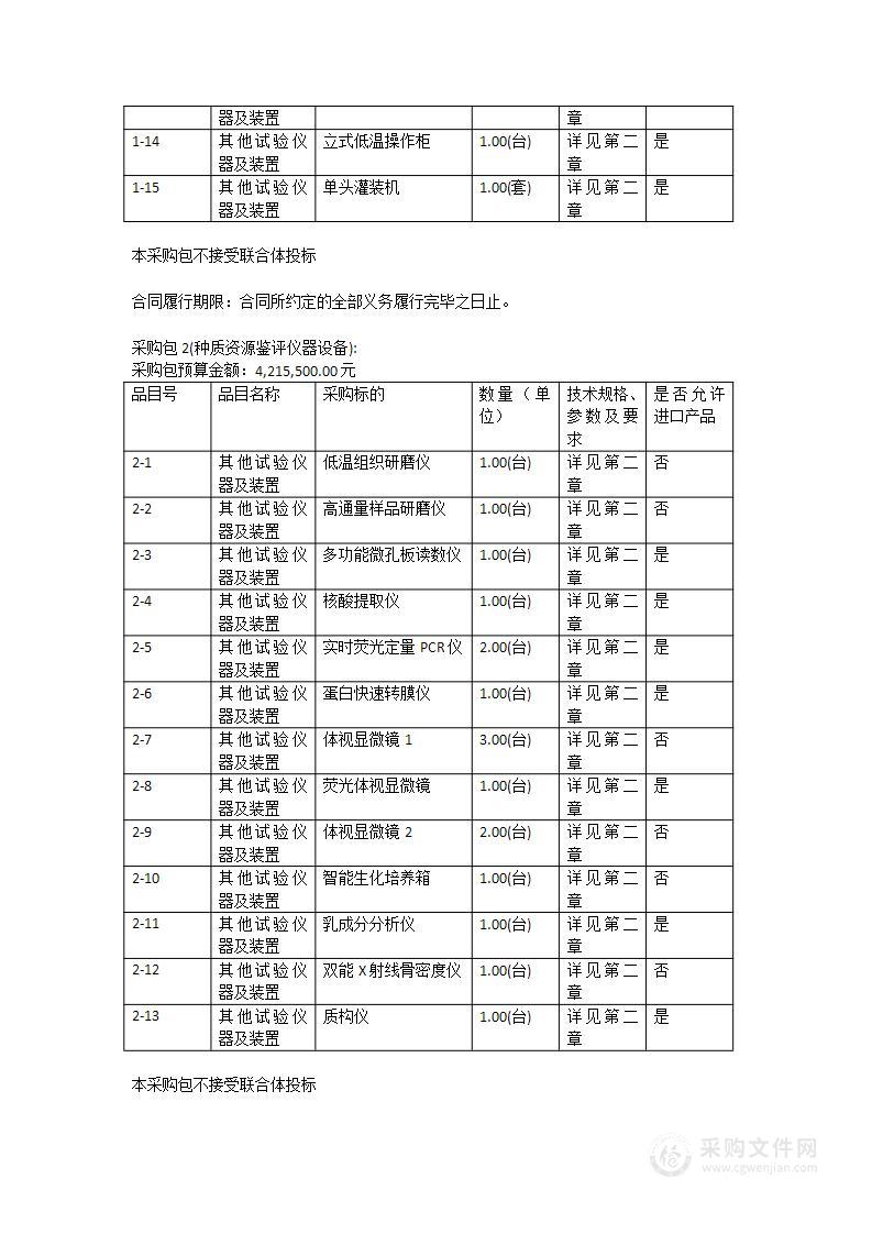 2023TY007华南农业大学国家区域性畜禽基因库项目仪器设备采购