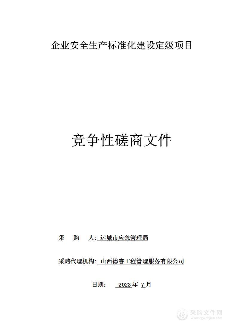 企业安全生产标准化建设定级项目