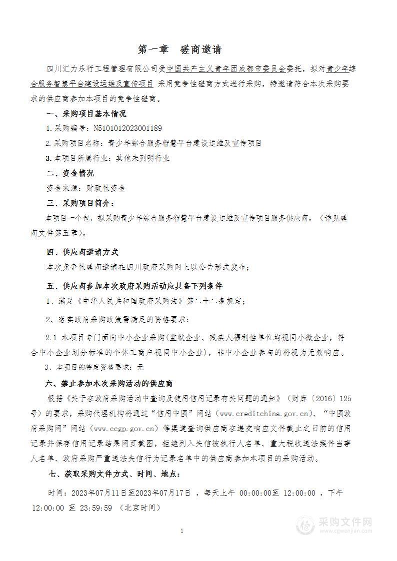 青少年综合服务智慧平台建设运维及宣传