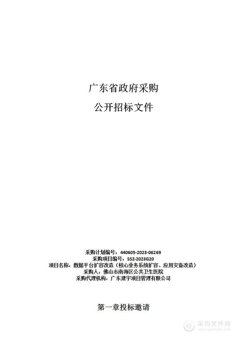 数据平台扩容改造（核心业务系统扩容、应用灾备改造）