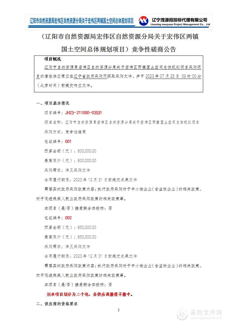 辽阳市自然资源局宏伟区自然资源分局关于宏伟区两镇国土空间总体规划项目