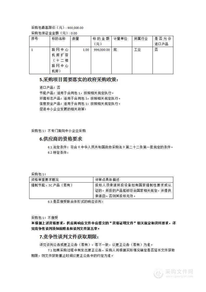 路网中心机房扩容（十二楼路网中心机房）